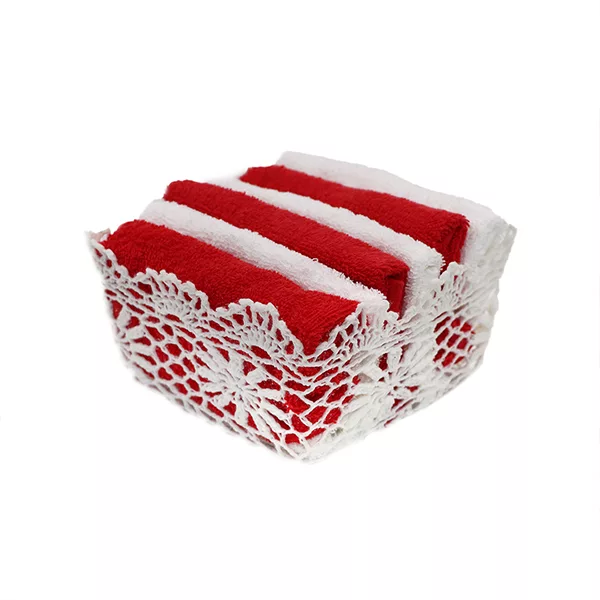 Weva "Florina" Guest Towels Basket - 100% Cotton - 6 Pcs - Red