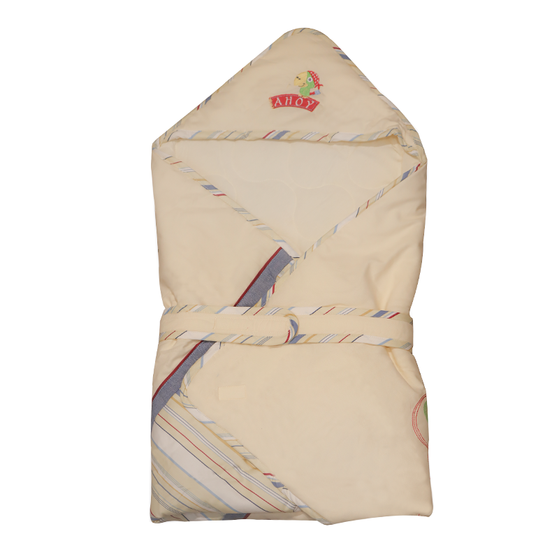 Nova Home "Sailing" Hooded Baby Swaddle Blanket - 100% Cotton - Yellow