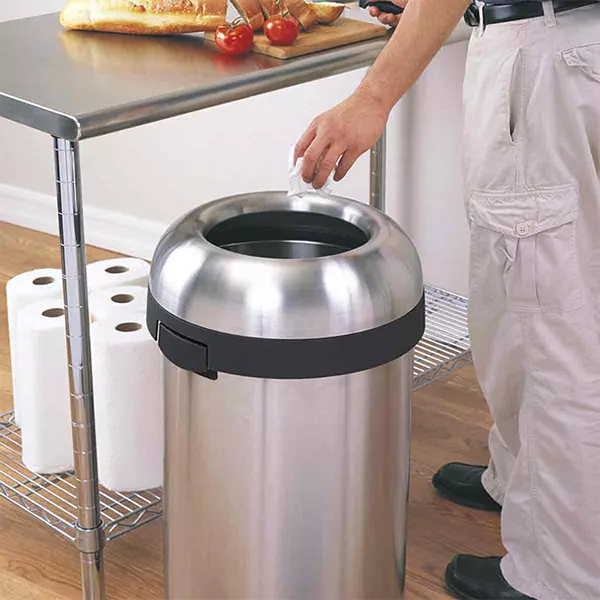 Simplehuman Open Bullet Trash Bin - Stainless Steel - 60 Liter - Brushed