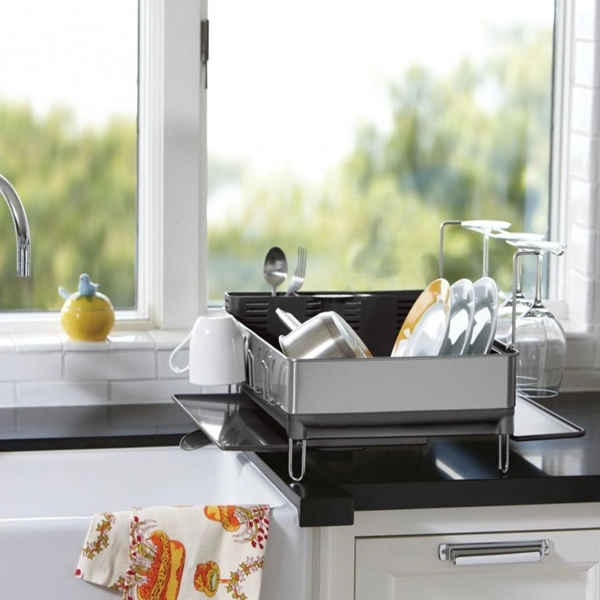 Simplehuman Stainless Steel Standard Dish Rack - Brushed & Grey