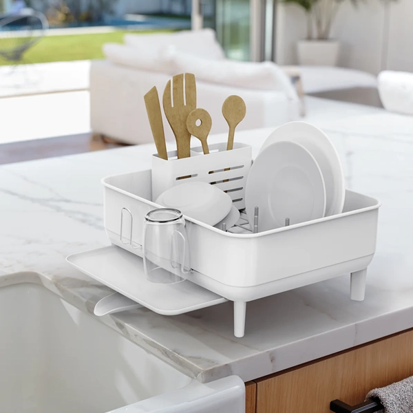 Simplehuman Compact Stainless Steel Framedish Rack - White