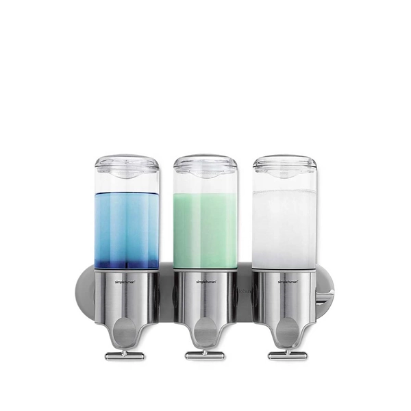 Simplehuman Stainless Steel Shower Soap Dispenser Triple - 443ml for each - Silver