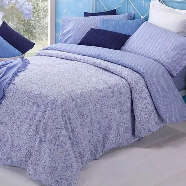 Manterol Summer Duvet Cover Set - 100% Cotton - Single & Twin - 3 Pcs - Light Blue (082 - 08)