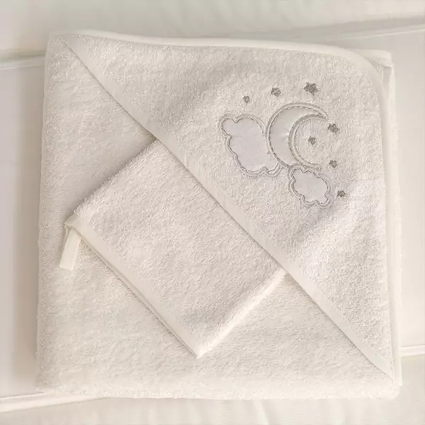 Funna Baby-Luna Chic Baby Towel Set - 100% Cotton - 90x90 cm - Silver