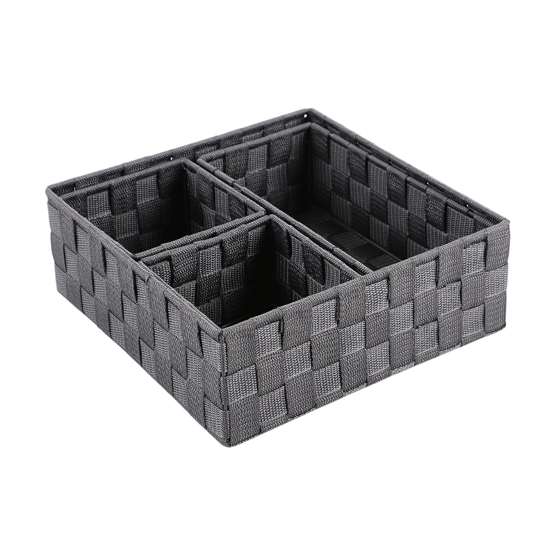 Weva PP Square Basket Set – 4 PCs - Charcoal