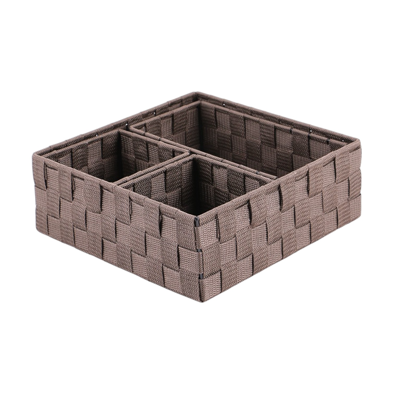 Weva PP Square Basket Set – 4 PCs - Brown