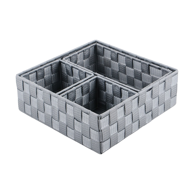 Weva PP Square Basket Set – 4 PCs - Light Grey