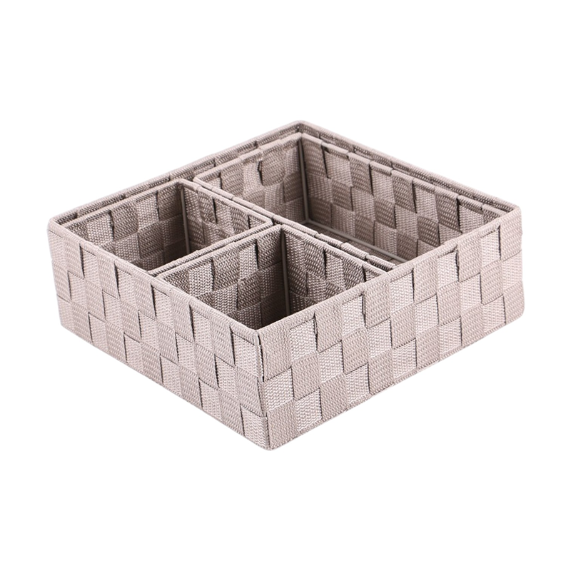 Weva PP Square Basket Set – 4 PCs - Taupe