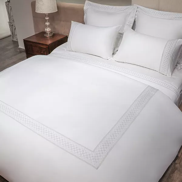 Nova Home Cotton Prime Embroidery Duvet Cover Set - 100% Cotton, 400 Thread - King & Super King - 7 Pcs - White