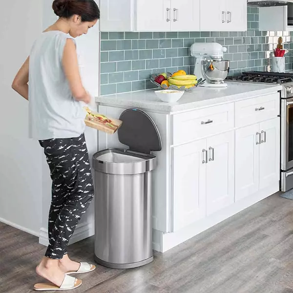 Simplehuman Sensor Trash Bin Semi Round - Stainless Steel - 45 Liter - Brushed