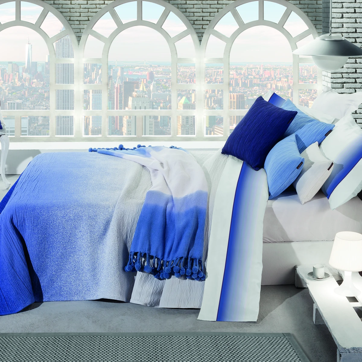 Manterol Formenter Throw Blanket - 100% Cotton - Blue