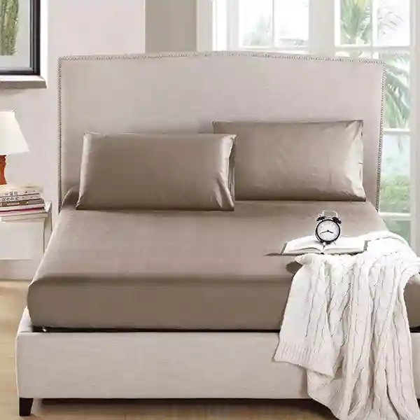 Nova Home "MicroBasic" Fitted Sheet Set - 3 Pcs - King - Beige