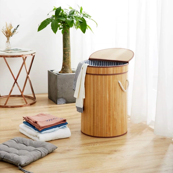 Nova Home Lorin Foldable Round Laundry Basket - Beige