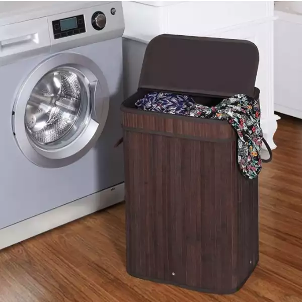 Nova Home Lorin Foldable Rectangular Laundry Basket - Brown