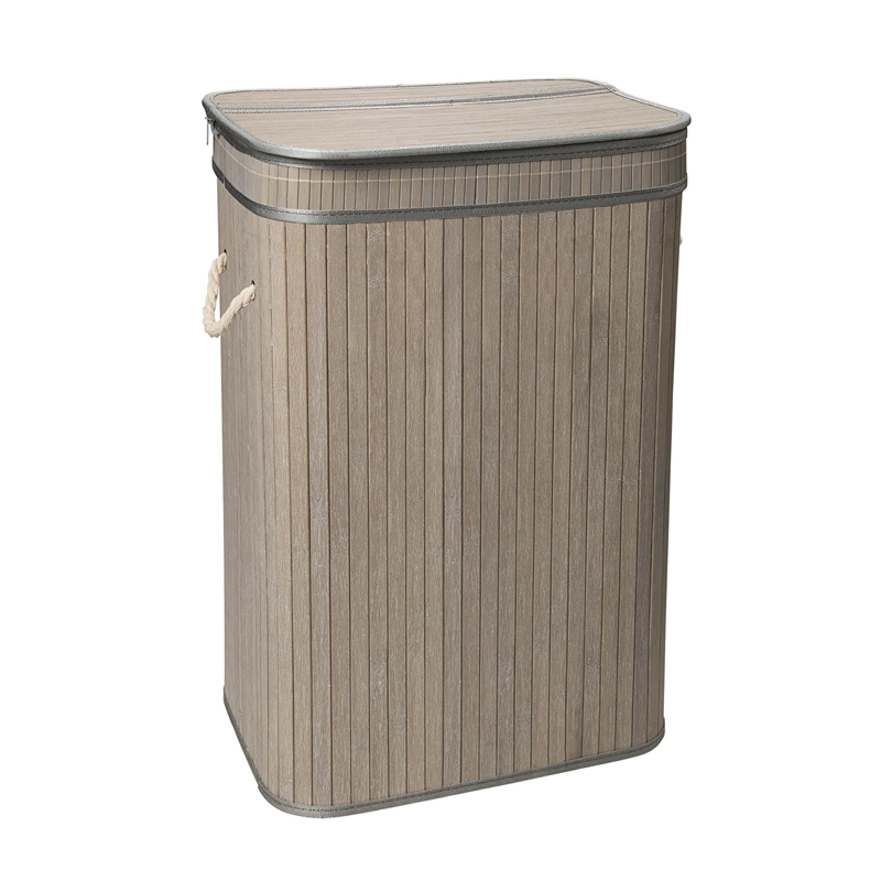 Weva Lorin Foldable Bamboo Laundry Basket - Rectangular - Grey