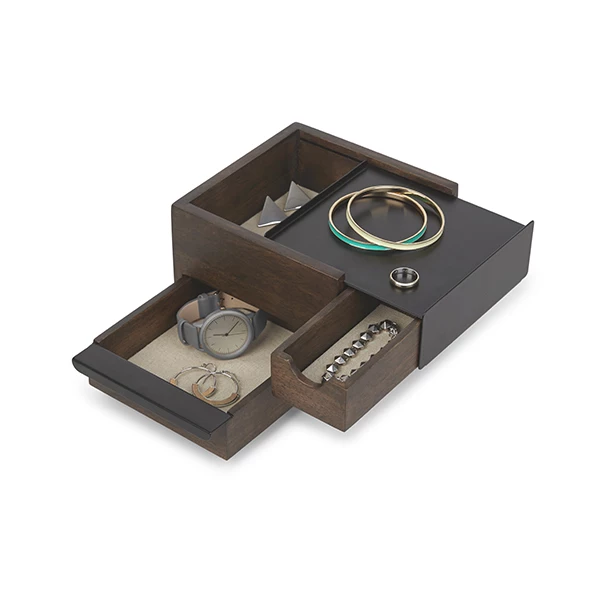 Umbra "Stowit" Mini Jewelry Box - Black & Walnut