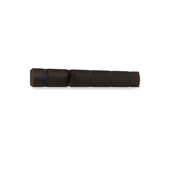 Umbra Flip 5 Hooks Wall Rail - Black and Walnut