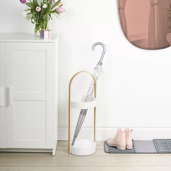 Umbra "Hub" Umbrella Stand - White & Natural