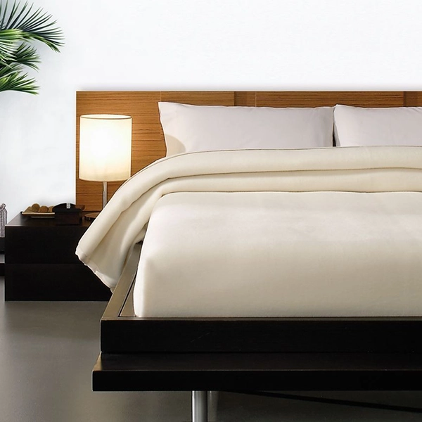 Manterol Roma Reversible Blanket - 100%Wool - Queen - White