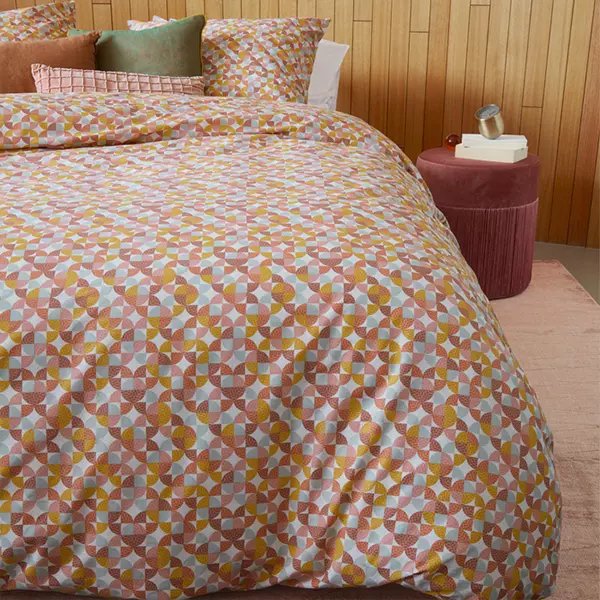 Bedding House Retro Grid Duvet Cover Set - 100% Cotton - Red (Available in sizes)