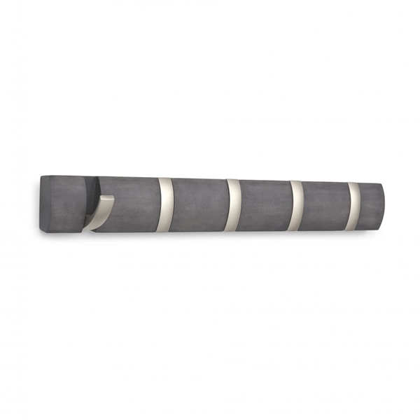 Umbra Flip 5 Hooks Wall Rail - Driftwood and Nickel