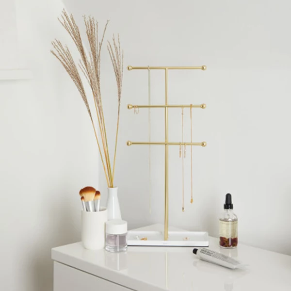 Umbra "Trigem" Jewelry Stand - Metal - White & Brass