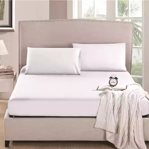 Nova Home "MicroBasic" Fitted Sheet Set - 2 Pcs - Twin - White