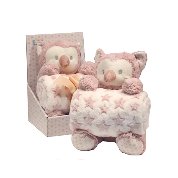 Nova Home Owl Baby Toy With Blanket - Pink