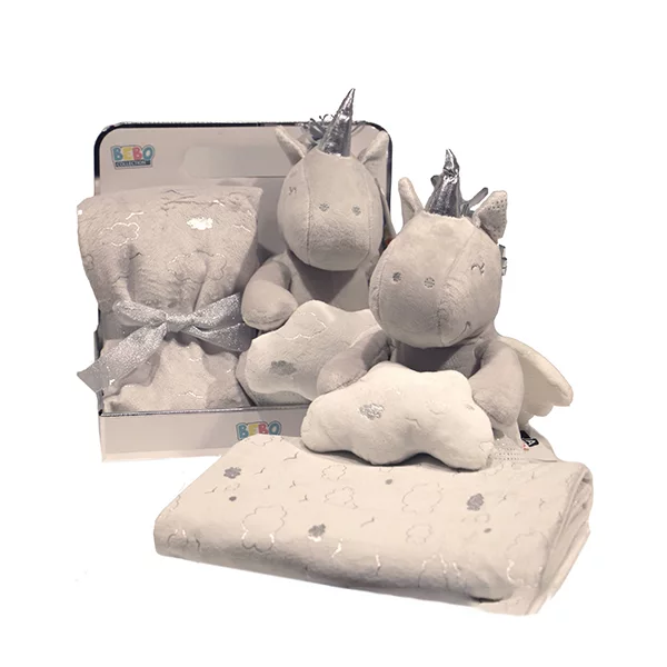 Nova Home Unicorn Baby Toy With Blanket - Grey
