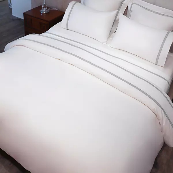 Nova Home Moons Embroidery Duvet Cover Set - 100% Cotton, 400 Thread - King & Super King - 7 Pcs - White & Grey