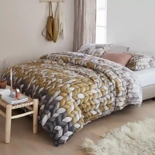 Bedding House Warmly Duvet Cover Set - 100% Cotton - Queen - 3 Pcs - Ochre
