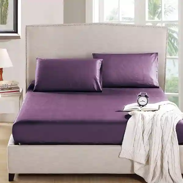 Nova Home "MicroBasic" Fitted Sheet Set - 2 Pcs - Twin - Purple