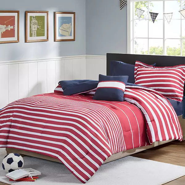 Nova Home "Myls" Comforter Set - 7 Pcs Queen - Red