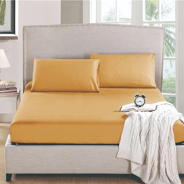 Nova Home "MicroBasic" Fitted Sheet Set - 2 Pcs - Twin - Yellow