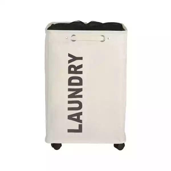 Weva "Trolly" Laundry Basket With Wheels - Beige