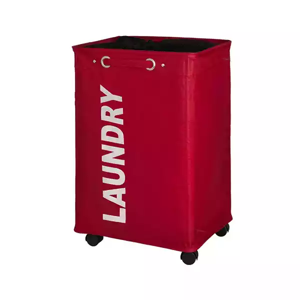 Weva "Trolly" Laundry Basket With Wheels - Red