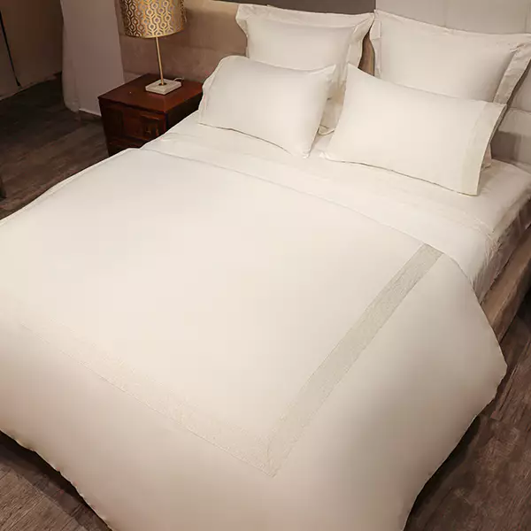 Nova Home Mesh Embroidery Duvet Cover Set - 100% Cotton, 400 Thread - King & Super King - 7 Pcs - White & Gold