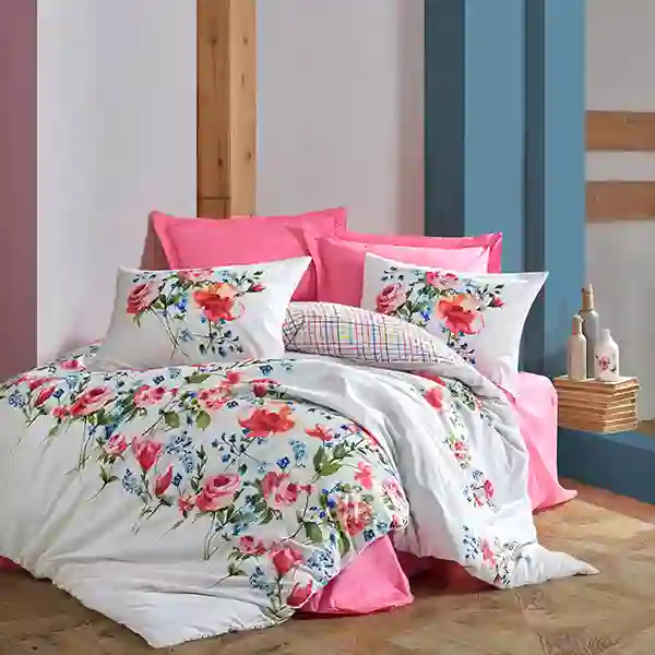 Nova Home Pamela Duvet Cover Set - 100% Cotton - 3 Pcs - Single & Twin - White & Fuchia