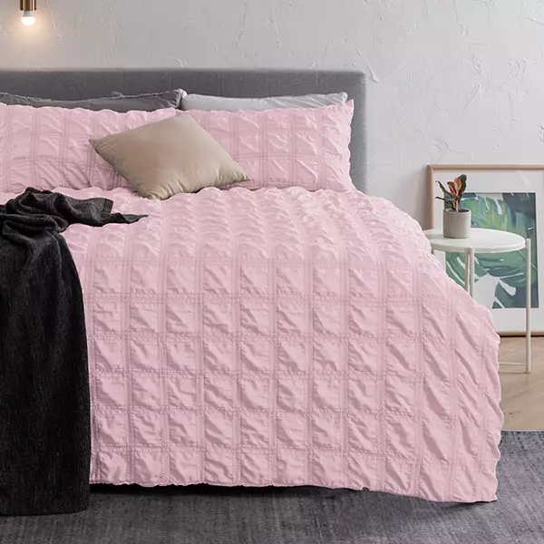 Nova Home Kallan Special Textured Plain Comforter Set - 3 Pcs, Single & Twin- Pink