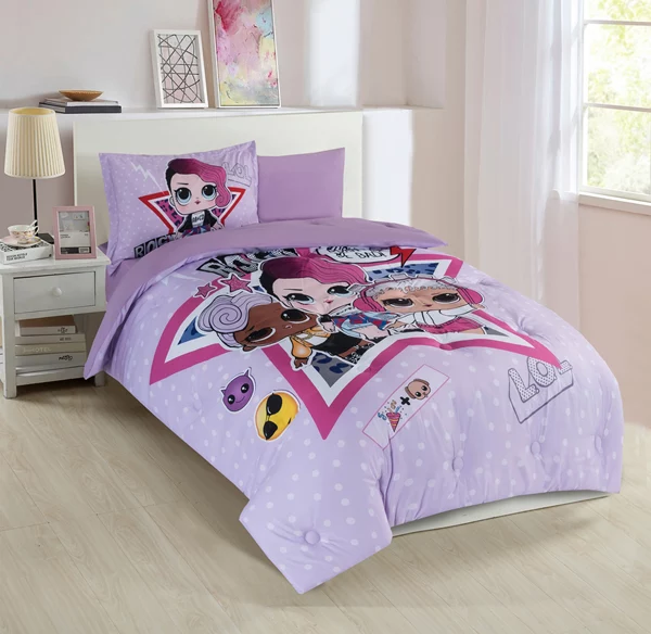 Nova Home Lol Kid's Comforter Set - Single & Twin - 4 Pcs - Pink