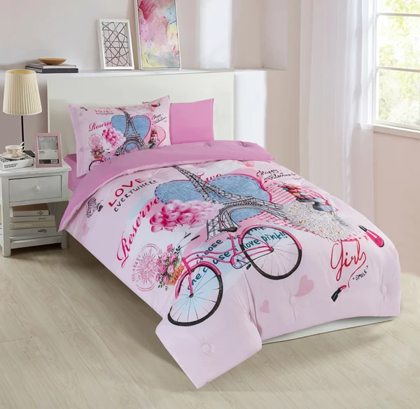 Nova Home Florist Kid's Comforter Set - Single & Twin - 4 Pcs - Pink