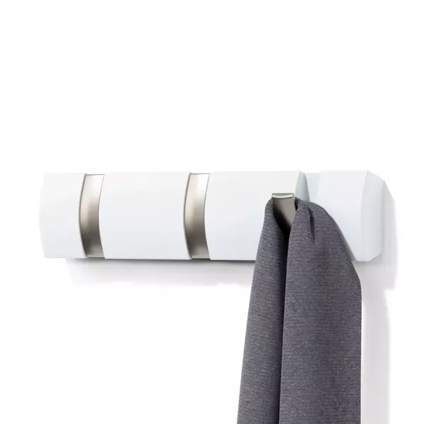 Umbra Flip 3 Hooks Wall Rail - White