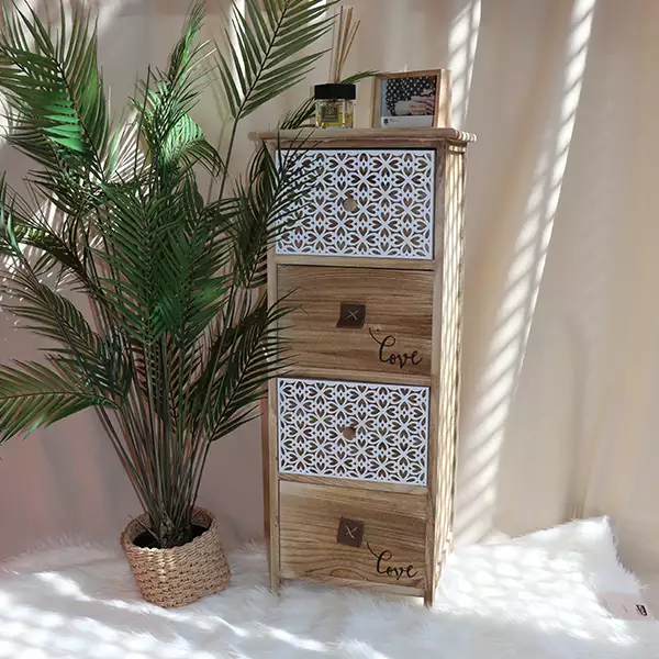 Weva "Luxen" Wood Storage Cabinet With 4 Drawers - Beige