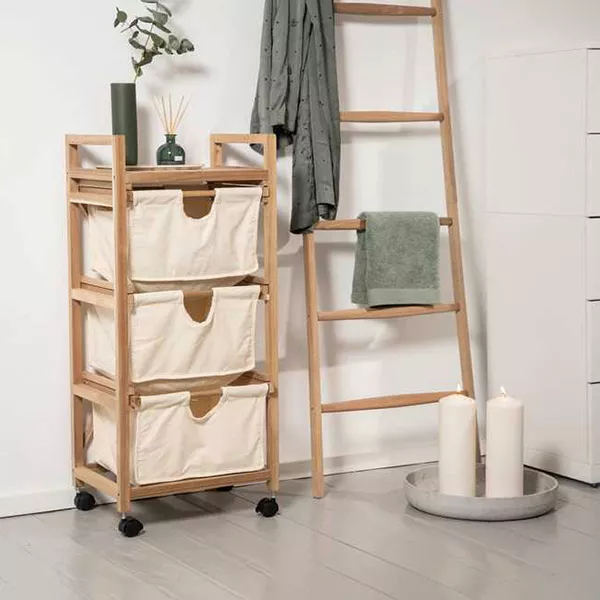 Wenko "Acina" 3 Drawers Trolly - Wood - Brown & Cream