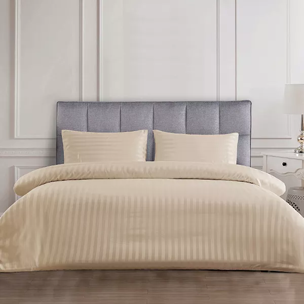 Nova Home "UltraStripe" Hotel Style Duvet Cover Set - Super King - 3 Pcs - Sand