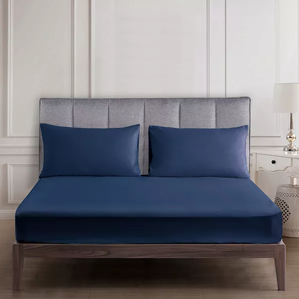 Nova Home UltraPlain Fitted Sheet Set - King & Super King - 3 Pcs - Navy