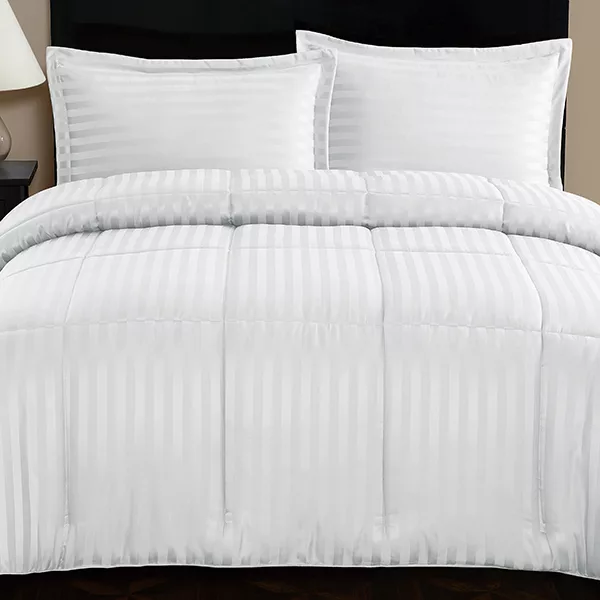 Nova Home UltraStripe Hotel Style Comforter Set - King & Super King - 6 Pcs - White