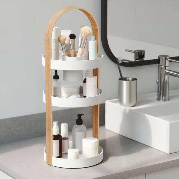 Umbra "Bellwood" Cosmetic Organizer - Wood - White & Natural