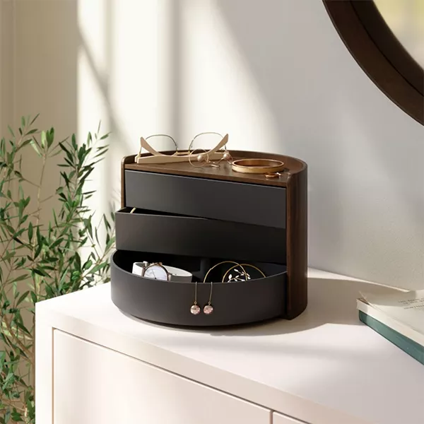 Umbra "Moona" Jewelry Box - Black & Walnut