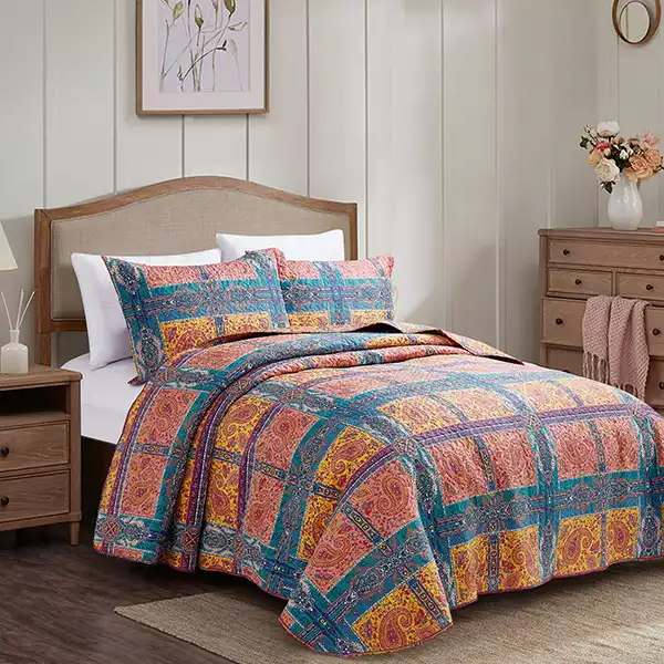 Nova Home "Selma" Summer Bedspread Set With a Fitted Sheet - Orange (Available in Sizes)